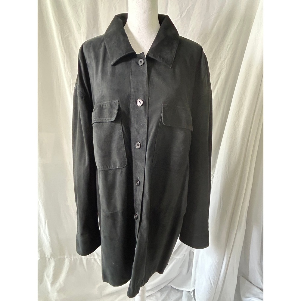 Banana Republic Black Goat Suede Shirt Jacket Oversized XL S/755456-00